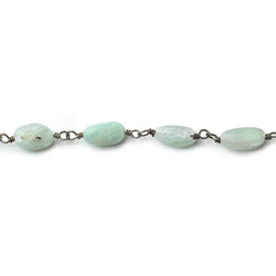 5x5-9x5mm Matte Aquamarine plain nugget Black Gold plated Chain by the foot 22 beads per (ONLINE ORDER ONLY)