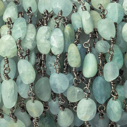 5x5-9x5mm Matte Aquamarine plain nugget Black Gold plated Chain by the foot 22 beads per (ONLINE ORDER ONLY)
