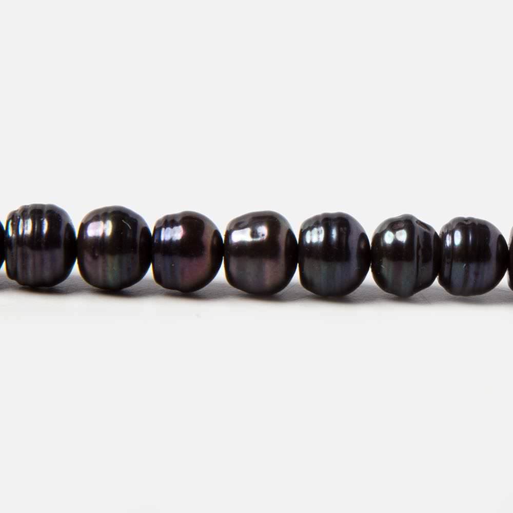 5x5.5-6x4.5mm Dark Peacock Black Button Freshwater Pearls 15.5 inch 95 pieces (ONLINE ORDER ONLY)