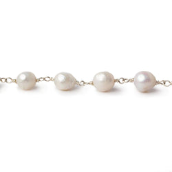 5x7-6x7mm White Petite Ultra Baroque Pearl .925 Silver Chain by the foot 24 pcs (ONLINE ORDER ONLY)