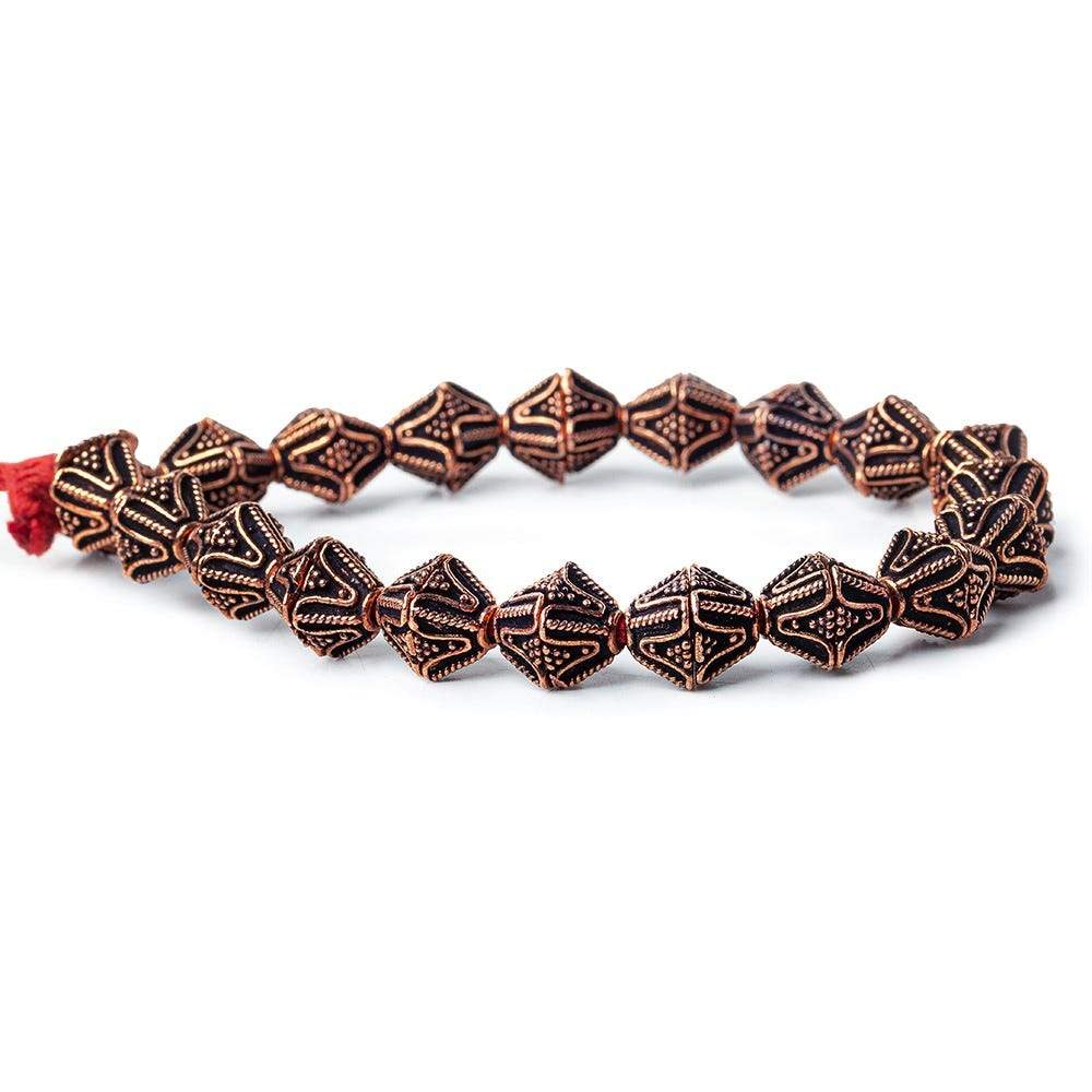 5x8x8mm Copper Bead Cap Pyramid Shape With Granulation 8 inch 40 pcs (ONLINE ORDER ONLY)