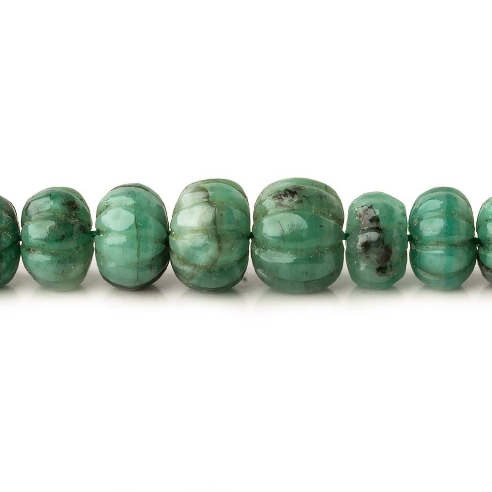 6-10mm Brazilian Emerald Carved Melon Rondelle Beads 18 inch 85 pieces A (ONLINE ORDER ONLY)