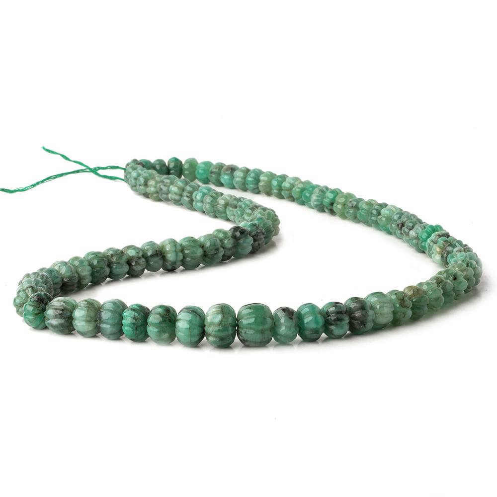 6-10mm Brazilian Emerald Carved Melon Rondelle Beads 18 inch 85 pieces A (ONLINE ORDER ONLY)