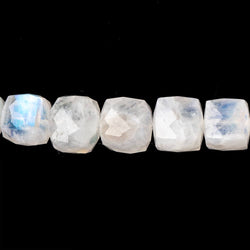 6-10mm Rainbow Moonstone Faceted Cube Beads 16 inch 48 pieces (ONLINE ORDER ONLY)
