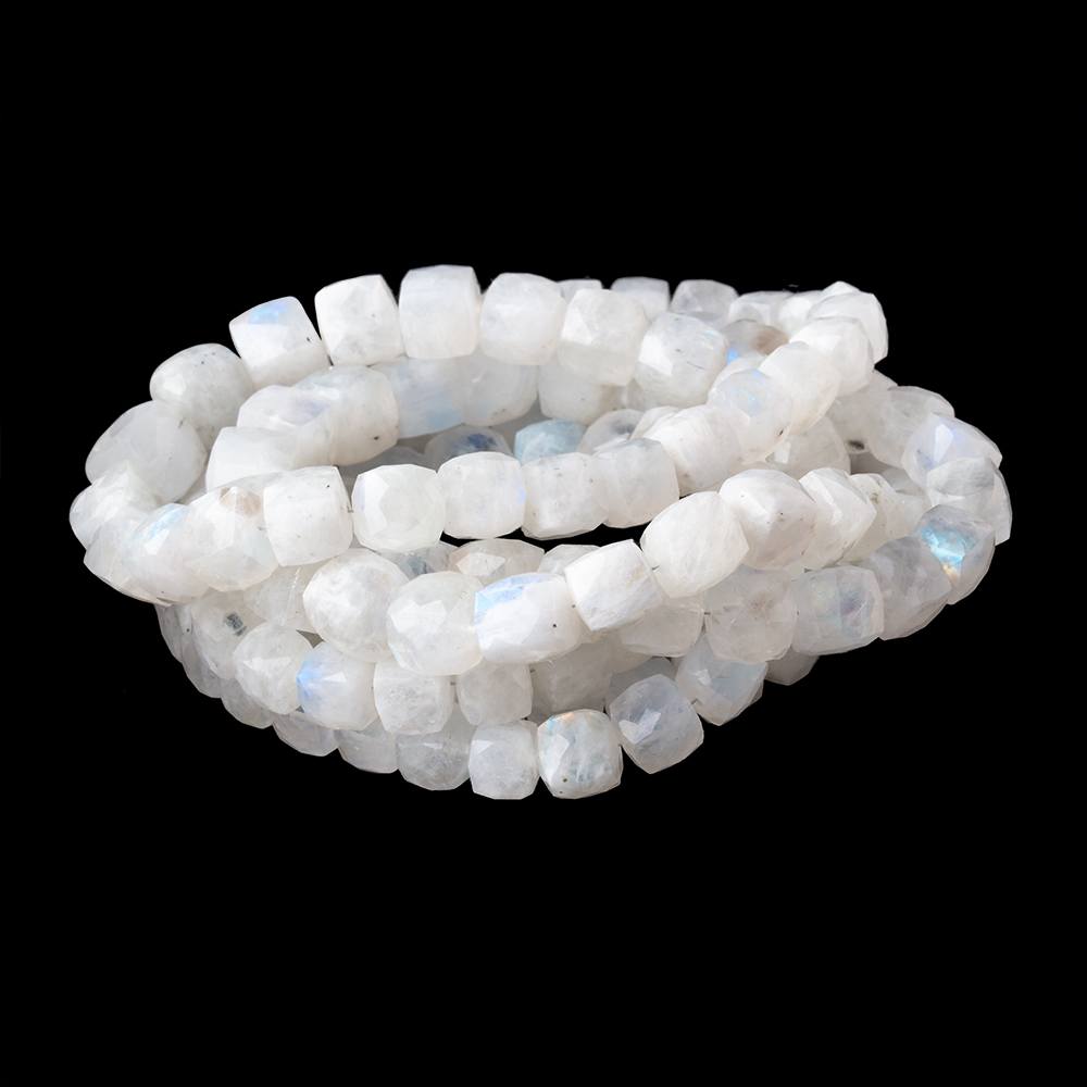 6-10mm Rainbow Moonstone Faceted Cube Beads 16 inch 48 pieces (ONLINE ORDER ONLY)
