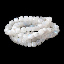 6-10mm Rainbow Moonstone Faceted Cube Beads 16 inch 48 pieces (ONLINE ORDER ONLY)