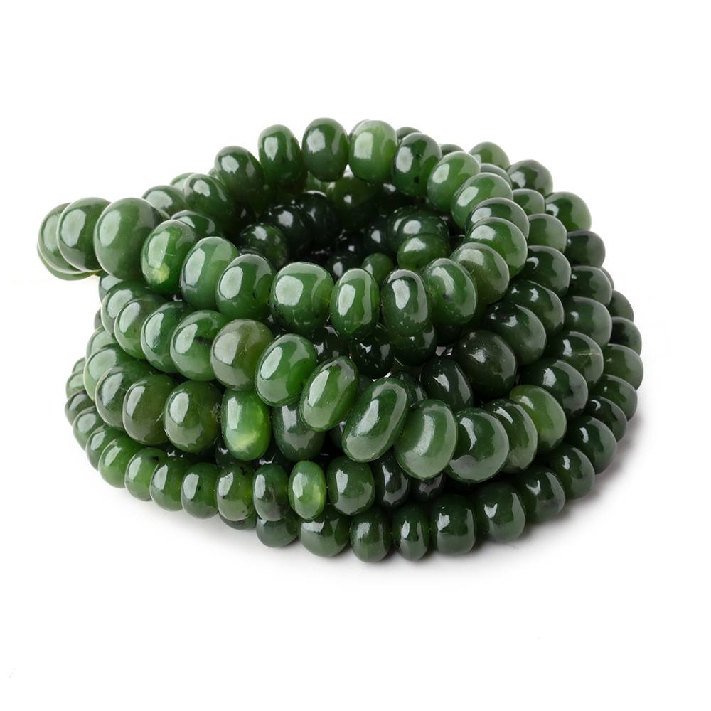 6-11mm Nephrite Jade Plain Rondelle Beads 18 inch 82 pieces (ONLINE ORDER ONLY)