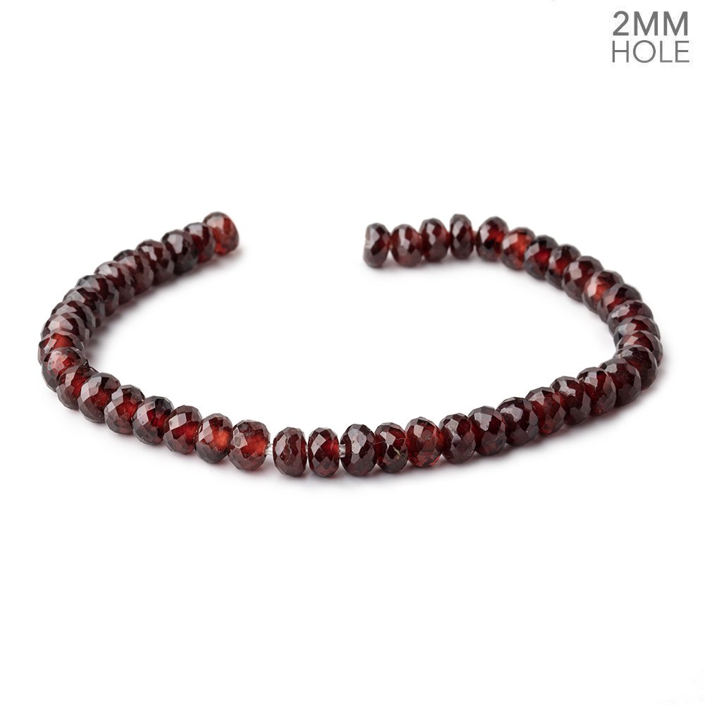 6-6.5mm Mozambique Garnet 2mm Large Hole Faceted Rondelles 8 inch 42 Beads (ONLINE ORDER ONLY)