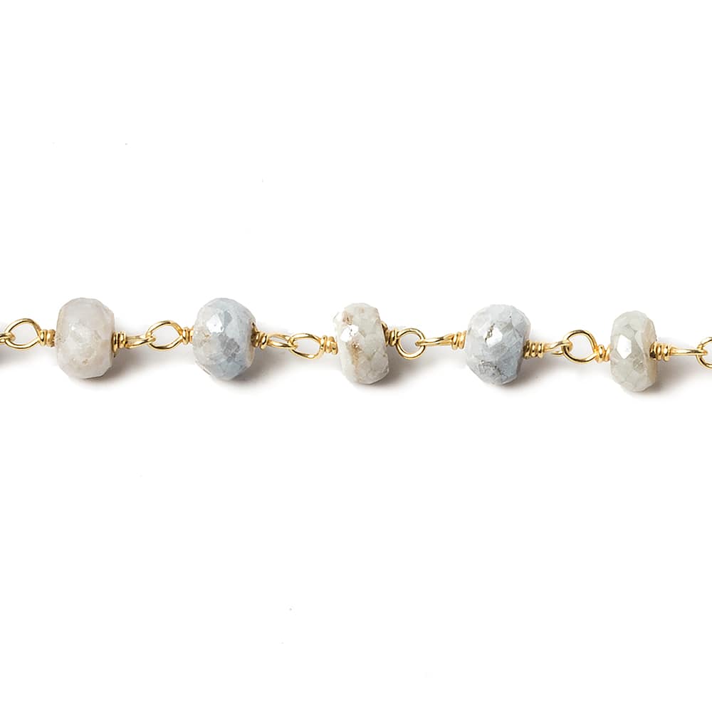 6-6.5mm Silverite Sapphire rondelle Vermeil Chain by the foot 33 pieces (ONLINE ORDER ONLY)