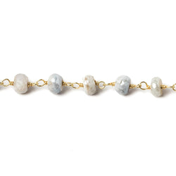 6-6.5mm Silverite Sapphire rondelle Vermeil Chain by the foot 33 pieces (ONLINE ORDER ONLY)