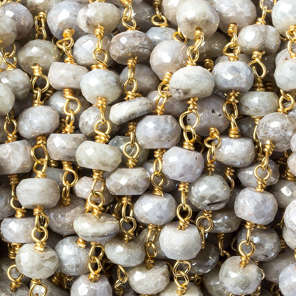 6-6.5mm Silverite Sapphire rondelle Vermeil Chain by the foot 33 pieces (ONLINE ORDER ONLY)