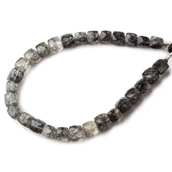 6-7mm Black Tourmalinated Quartz Faceted Cubes 8 inch 28 beads A
