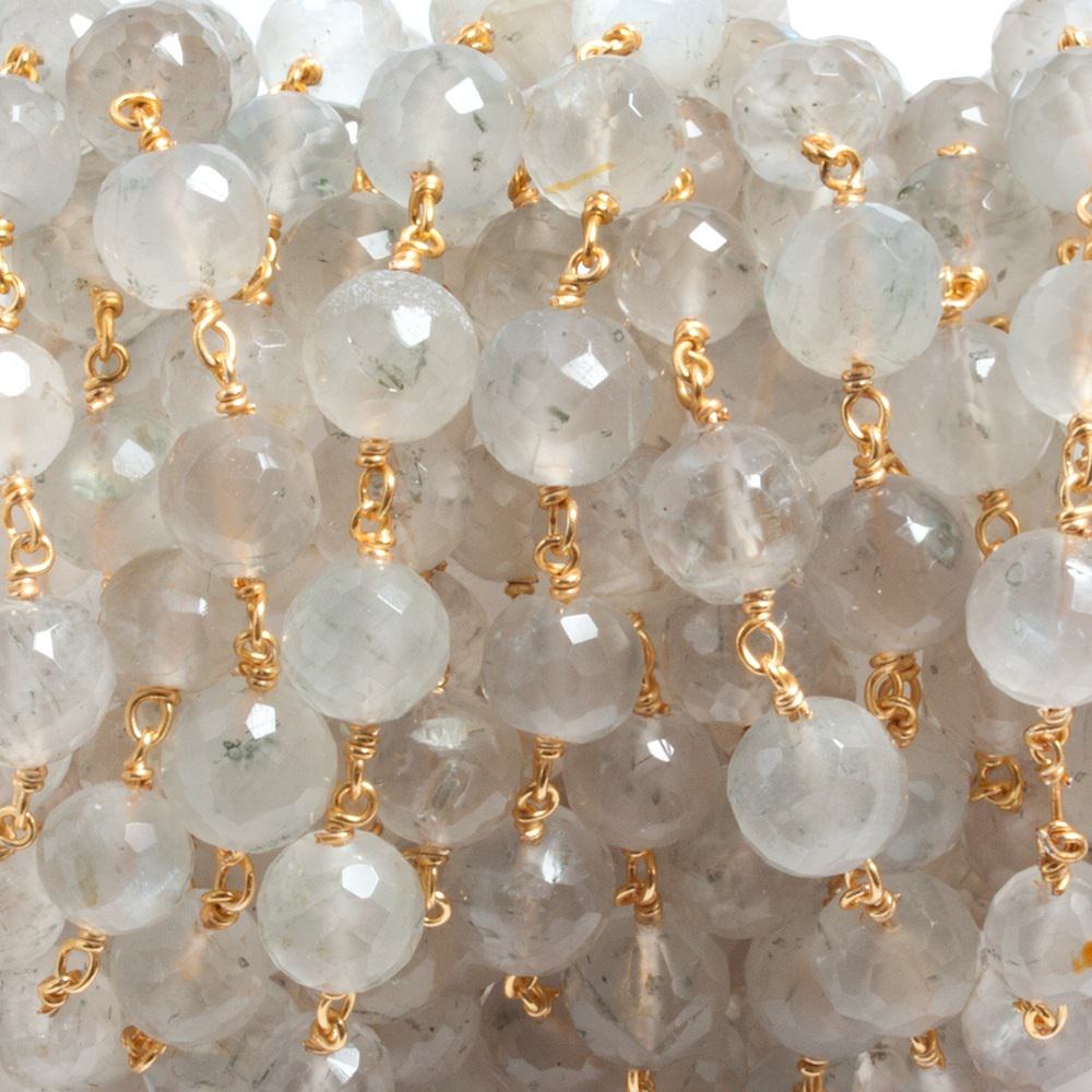 6-7mm Cream Moonstone faceted round Vermeil Chain by the foot 27 beads (ONLINE ORDER ONLY)