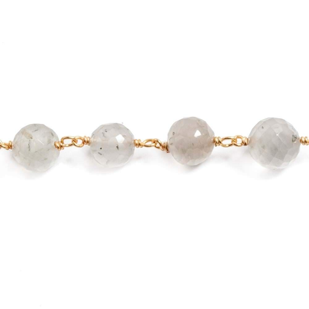 6-7mm Cream Moonstone faceted round Vermeil Chain by the foot 27 beads (ONLINE ORDER ONLY)