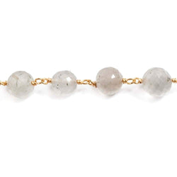6-7mm Cream Moonstone faceted round Vermeil Chain by the foot 27 beads (ONLINE ORDER ONLY)
