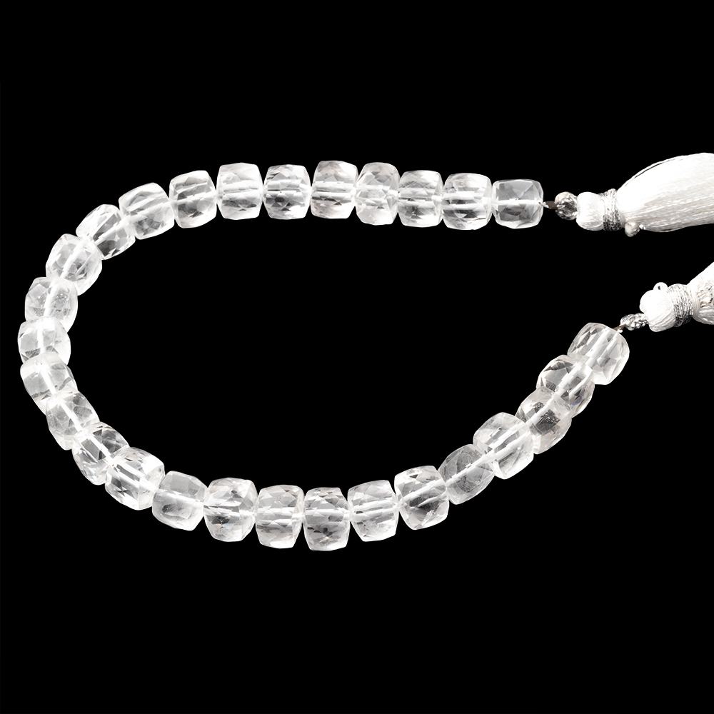 6-7mm Crystal Quartz Faceted Cubes 7.5 inch 27 Beads (ONLINE ORDER ONLY)