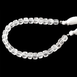 6-7mm Crystal Quartz Faceted Cubes 7.5 inch 27 Beads (ONLINE ORDER ONLY)