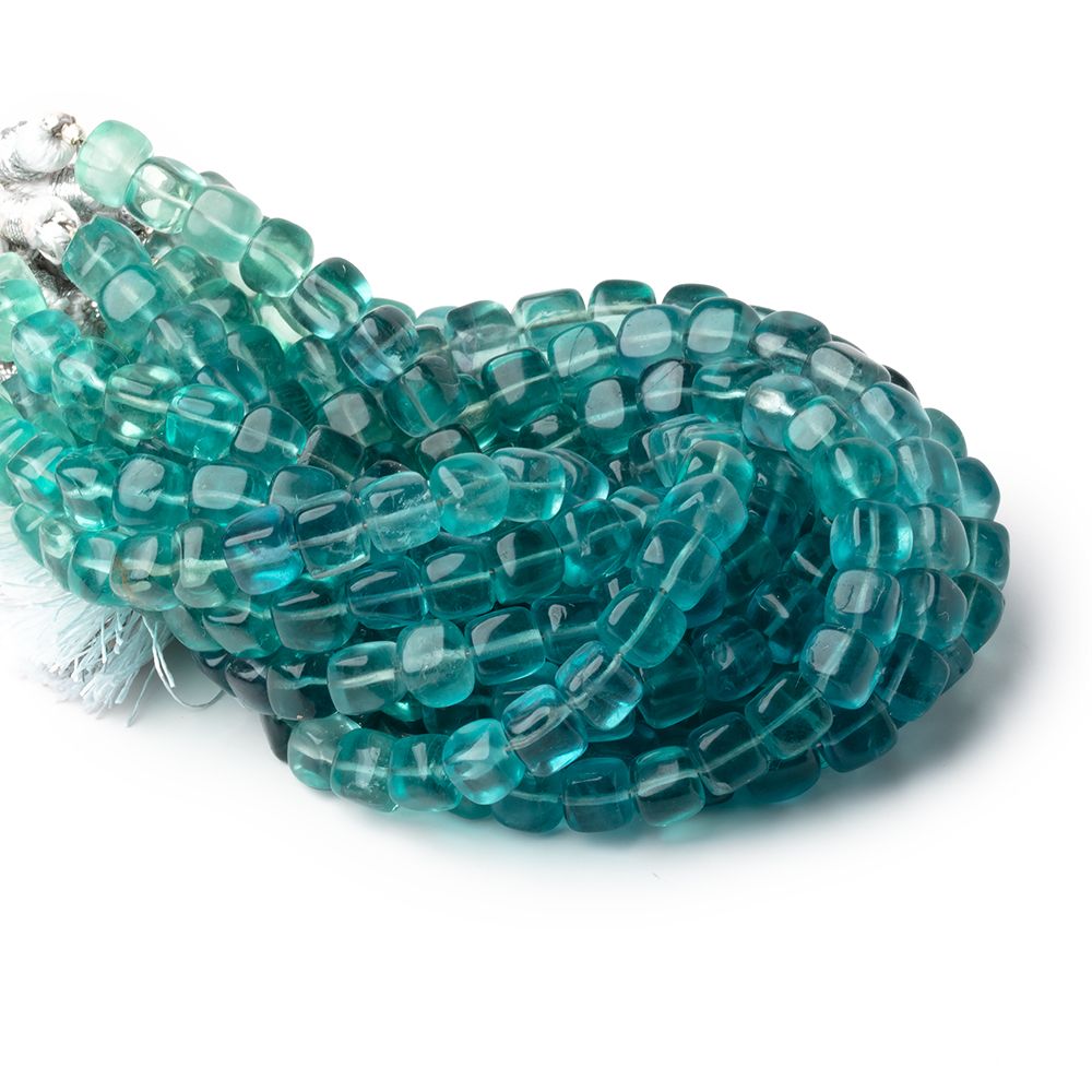 6-7mm Neon Teal Fluorite Plain Cube Beads 7.5 inch 27 pieces AA (ONLINE ORDER ONLY)