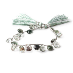6-8mm Moss Quartz Faceted Heart Beads 8 inch 20 pieces AA