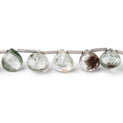 6-8mm Moss Quartz Faceted Heart Beads 8 inch 20 pieces AA