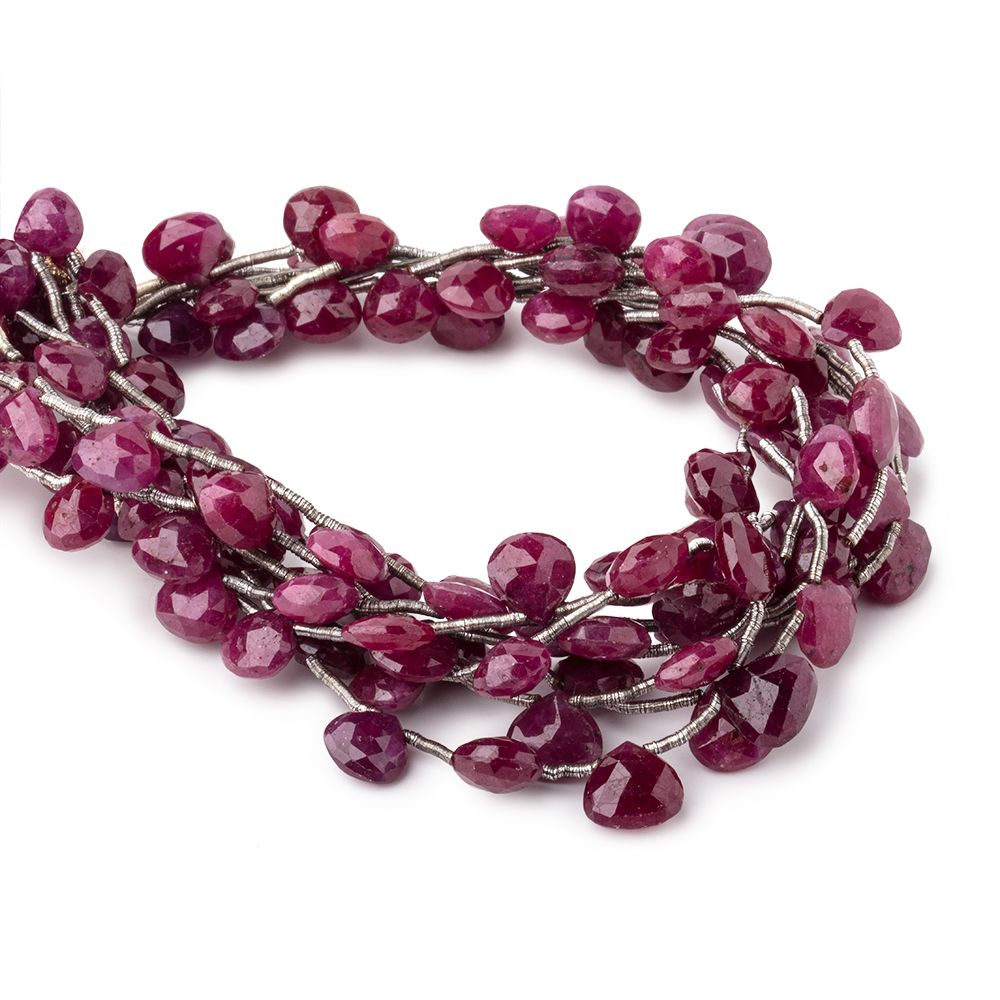 6-8mm Ruby Faceted Heart Beads 7 inch 17 pieces AA (ONLINE ORDER ONLY)