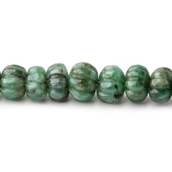 6-9.5mm Brazilian Emerald Carved Melon Rondelle Beads 18 inch 86 pieces (ONLINE ORDER ONLY)