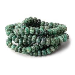 6-9.5mm Brazilian Emerald Carved Melon Rondelle Beads 18 inch 86 pieces (ONLINE ORDER ONLY)