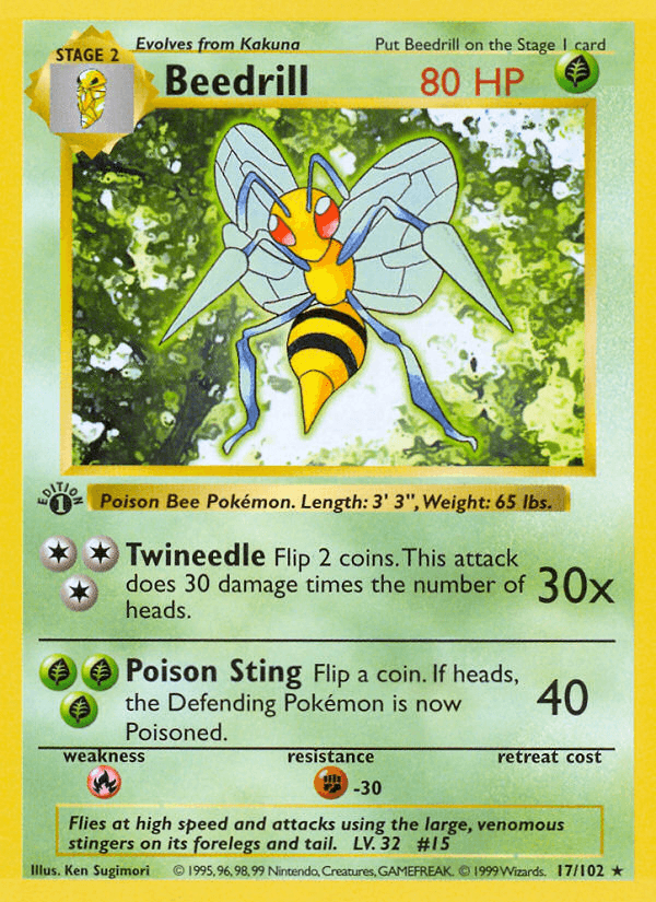 Beedrill (17/102) (Shadowless) [Base Set 1st Edition] (Online Only)
