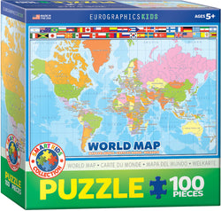 Puzzle: Educational Charts for Kids - Modern Map of the World (ONLINE ORDER ONLY)
