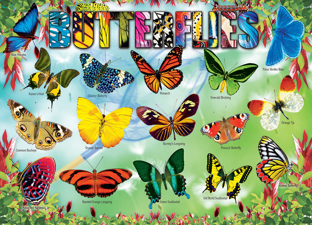Puzzle: Educational Charts for Kids - Garden Butterflies