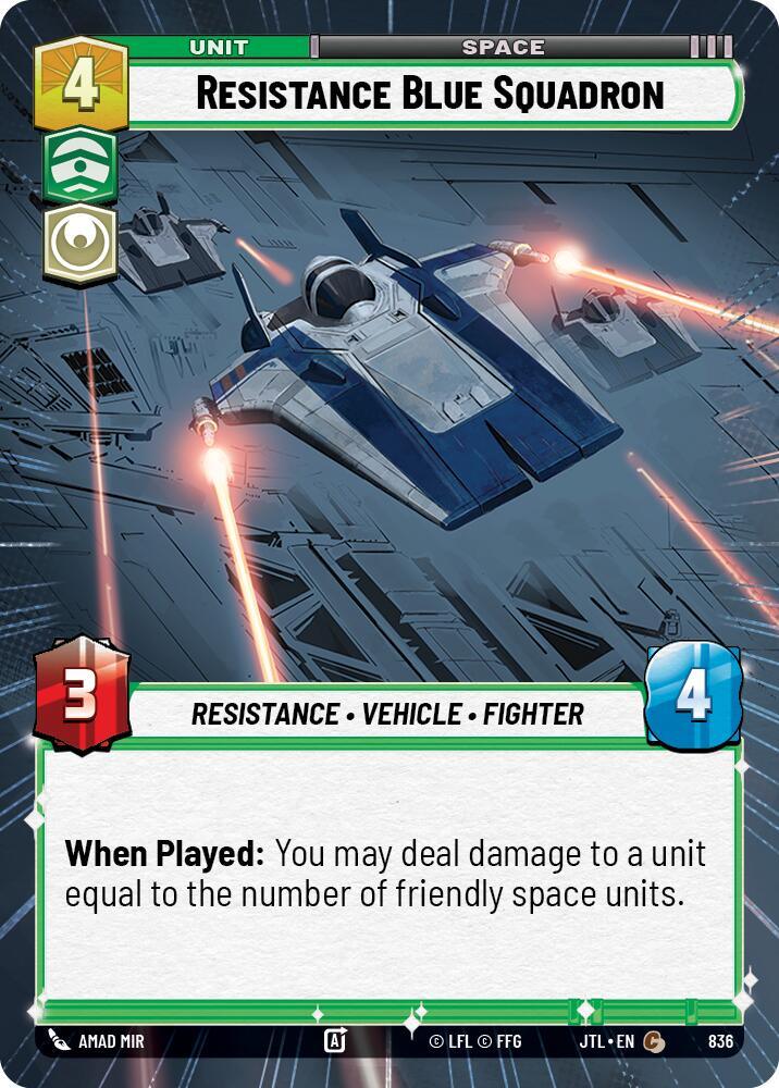 Resistance Blue Squadron (Hyperspace Foil) (836) [Jump to Lightspeed] (ONLINE ORDER ONLY)