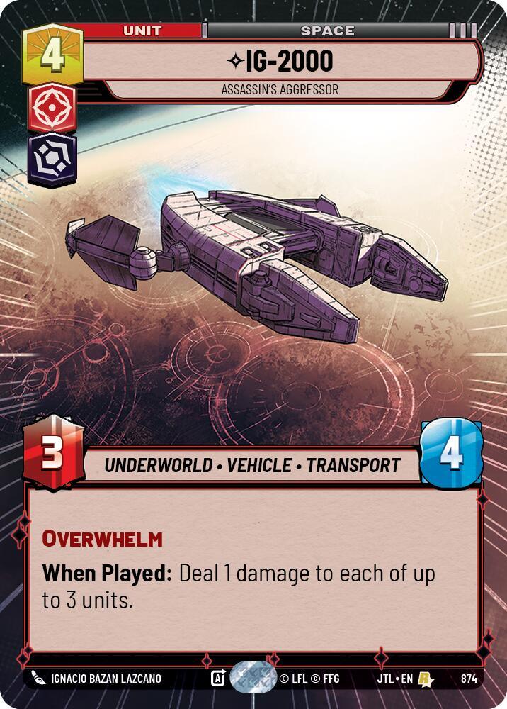 IG-2000 - Assassin's Aggressor (Hyperspace Foil) (874) [Jump to Lightspeed] (ONLINE ORDER ONLY)