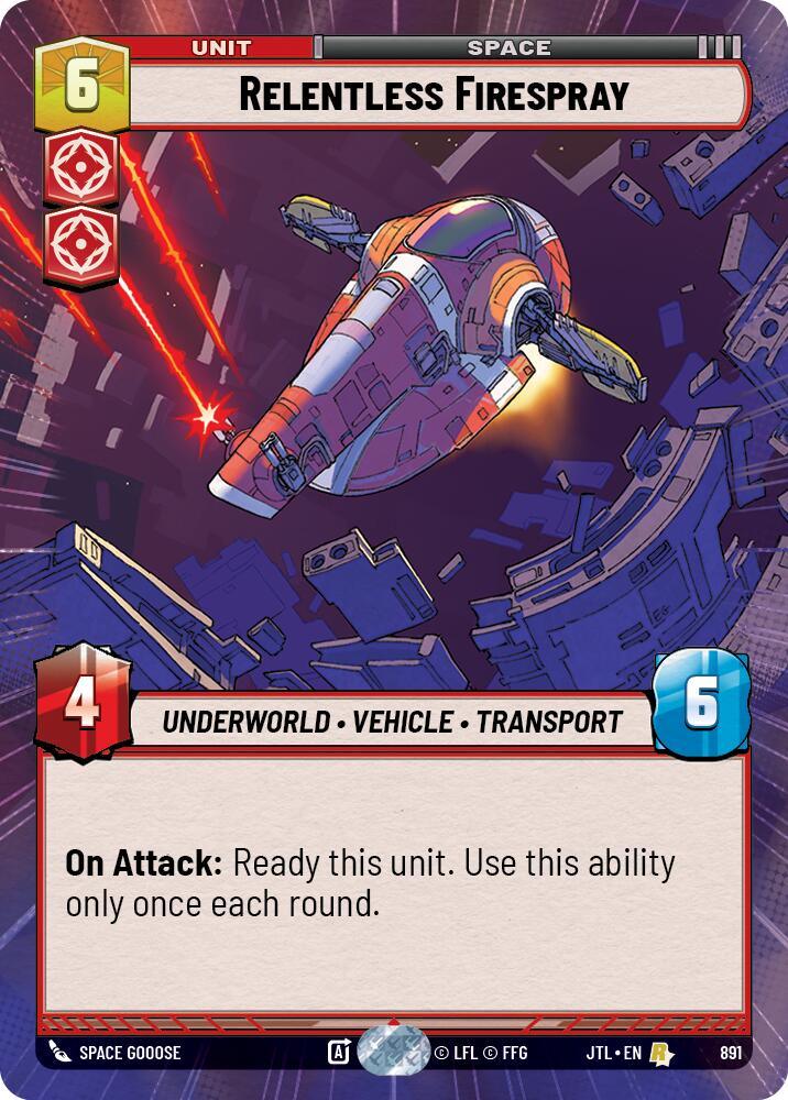 Relentless Firespray (Hyperspace Foil) (891) [Jump to Lightspeed] (ONLINE ORDER ONLY)