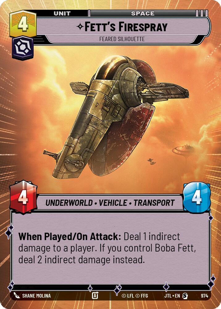 Fett's Firespray - Feared Silhouette (974) (Hyperspace Foil) (974) [Jump to Lightspeed]