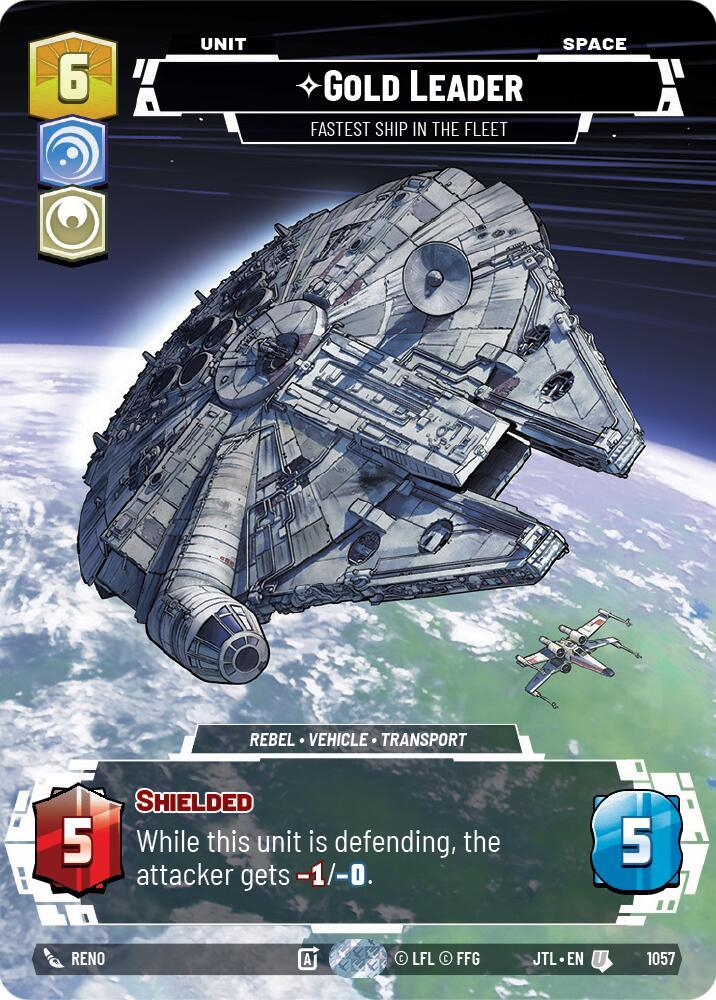 Gold Leader - Fastest Ship in the Fleet (Prestige Foil) (1057) [Jump to Lightspeed] (ONLINE ORDER ONLY)