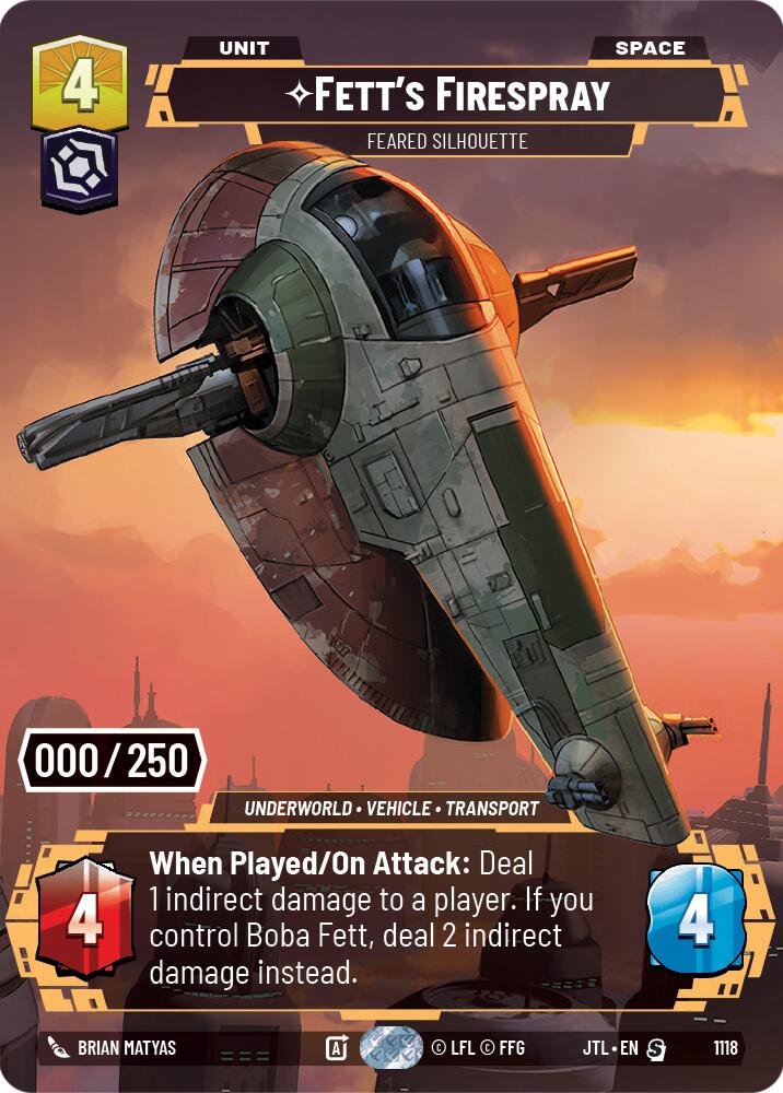 Fett's Firespray - Feared Silhouette (1118) (Serialized) (1118) [Jump to Lightspeed]