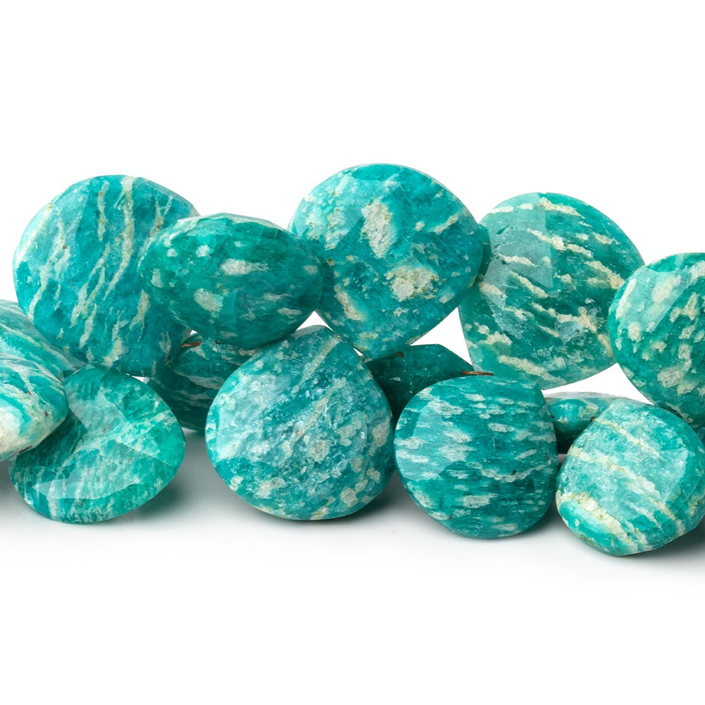 11.5x11.5-19x19mm Russian Amazonite Faceted Hearts 8 inch 35 Beads