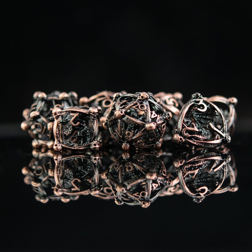 Draco Immortui Hollow Metal Dice Set - Bronze (ONLINE ORDER ONLY)