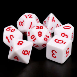 White Opaque with Red Numbering 7-Dice Set RPG (Online Only)