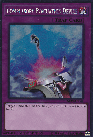 Compulsory Evacuation Device [NKRT-EN044] Platinum Rare (ONLINE ORDER ONLY)