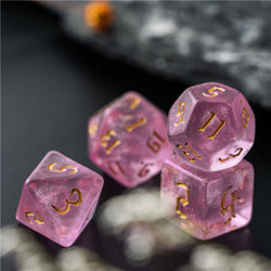 Pink Glitter Party Glitter Dice (Goldfont) 7-Dice Set RPG DND (Online Only)