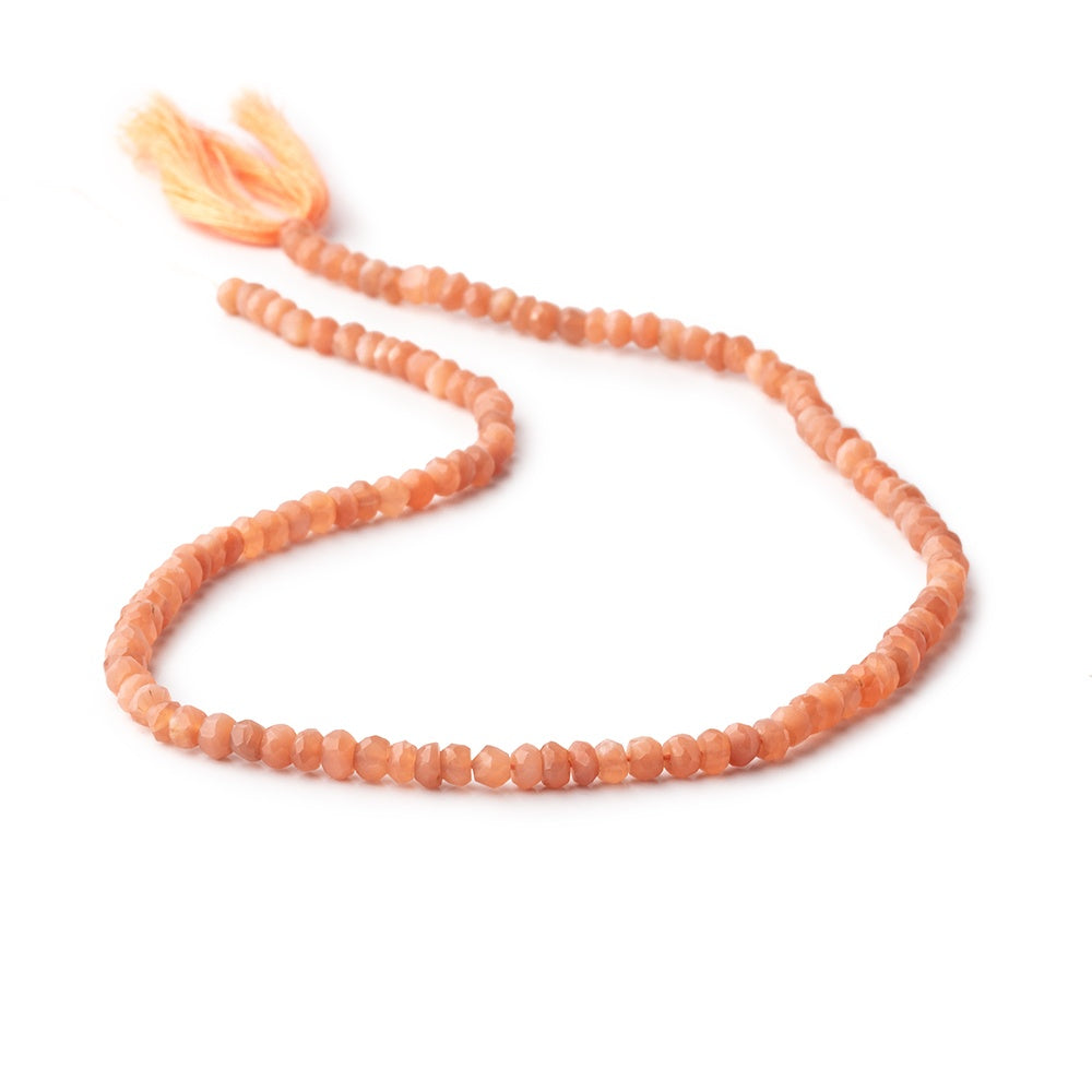 4mm Dark Angel Skin Peach Moonstone faceted rondelles 12.5 inch 111 beads (ONLINE ORDER ONLY)