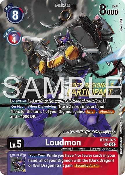 Loudmon [BT20-075] (Regionals 25-26 Season 2 Participant) [Release Special Booster Ver.2.0] (ONLINE ORDER ONLY)
