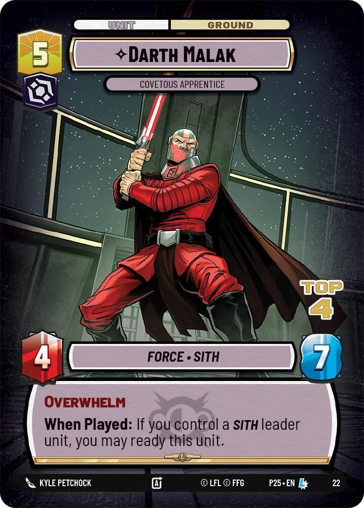 Darth Malak - Covetous Apprentice (Top 4) (22) (22) [Organized Play Promos] (ONLINE ORDER ONLY)