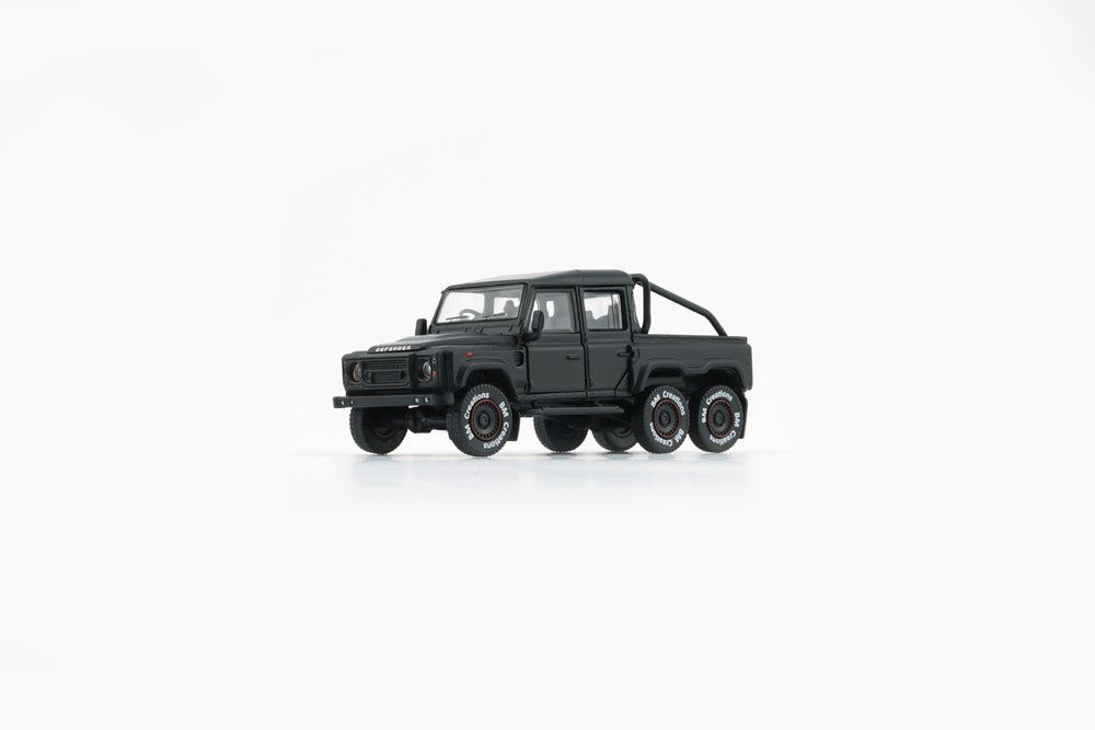 BM Creations 2016 Land Rover Defender 110 Pick Up 6x6 Off Road Matte Blk RHD 1:64 64B0339 (ONLINE ORDER ONLY)