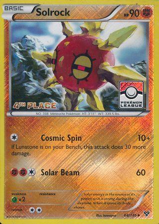 Solrock (64/146) (4th Place League Challenge Promo) [XY: Base Set] (Online Only)