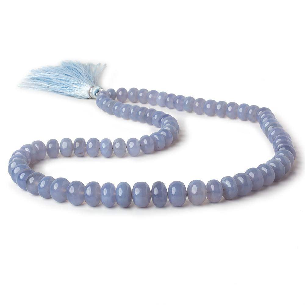 6.5-10mm Turkish Blue Chalcedony plain rondelle beads 16 inch 75 pieces AA (ONLINE ORDER ONLY)