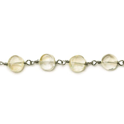 6.5-7.5mm Citrine plain coin Black Gold Chain by the foot