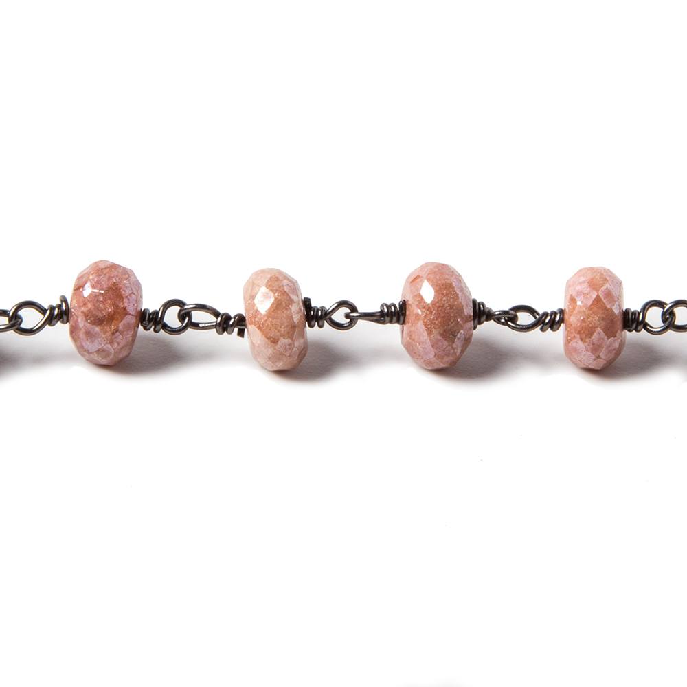 6.5-7mm Mystic Salmon Quartz rondelle Black Gold plated .925 Silver Chain 26 pcs (ONLINE ORDER ONLY)