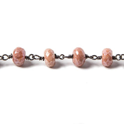 6.5-7mm Mystic Salmon Quartz rondelle Black Gold plated .925 Silver Chain 26 pcs (ONLINE ORDER ONLY)